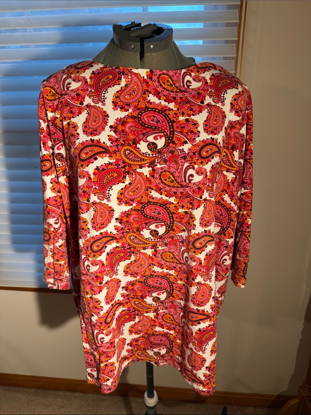 Jessica London Pink and Orange Paisley 3/4 Sleeve Top Size 18/20